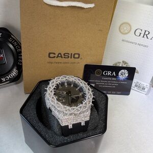 G-Shock Silver and Black GA2100 Moissanite Real Silver 925💎